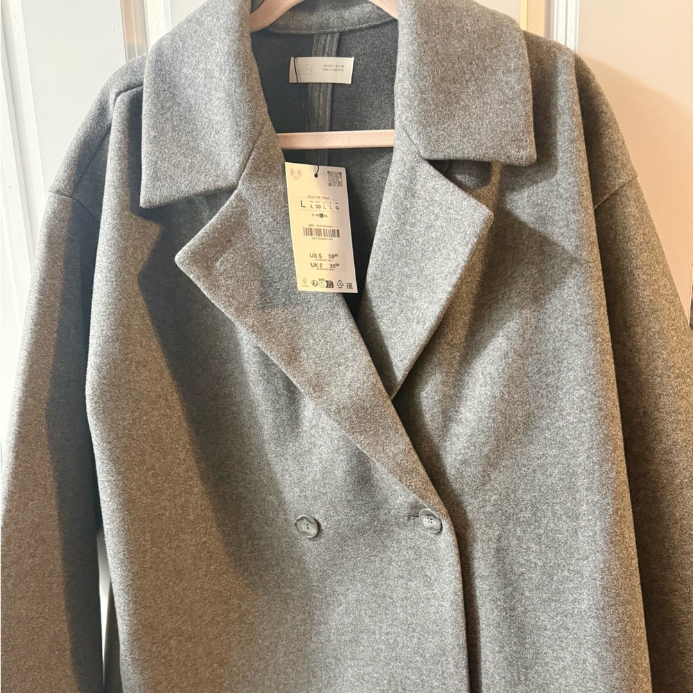 Zara Women's Classic Gray Pea Coat